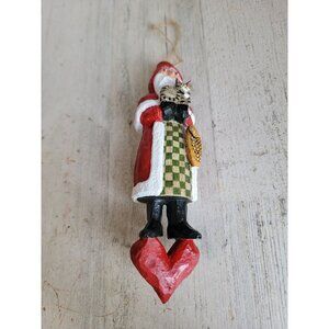 P‎ schifferl Santa Claus cat fish heart vintage ornament Xmas decor